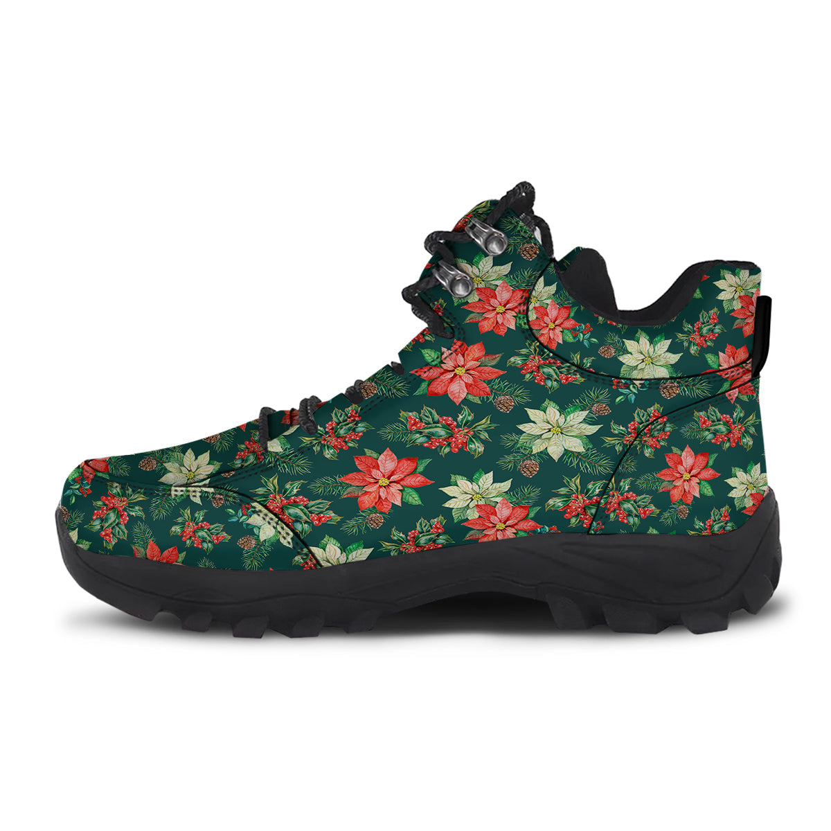 Poinsettia Watercolor Print Pattern Hiking Shoes-grizzshop