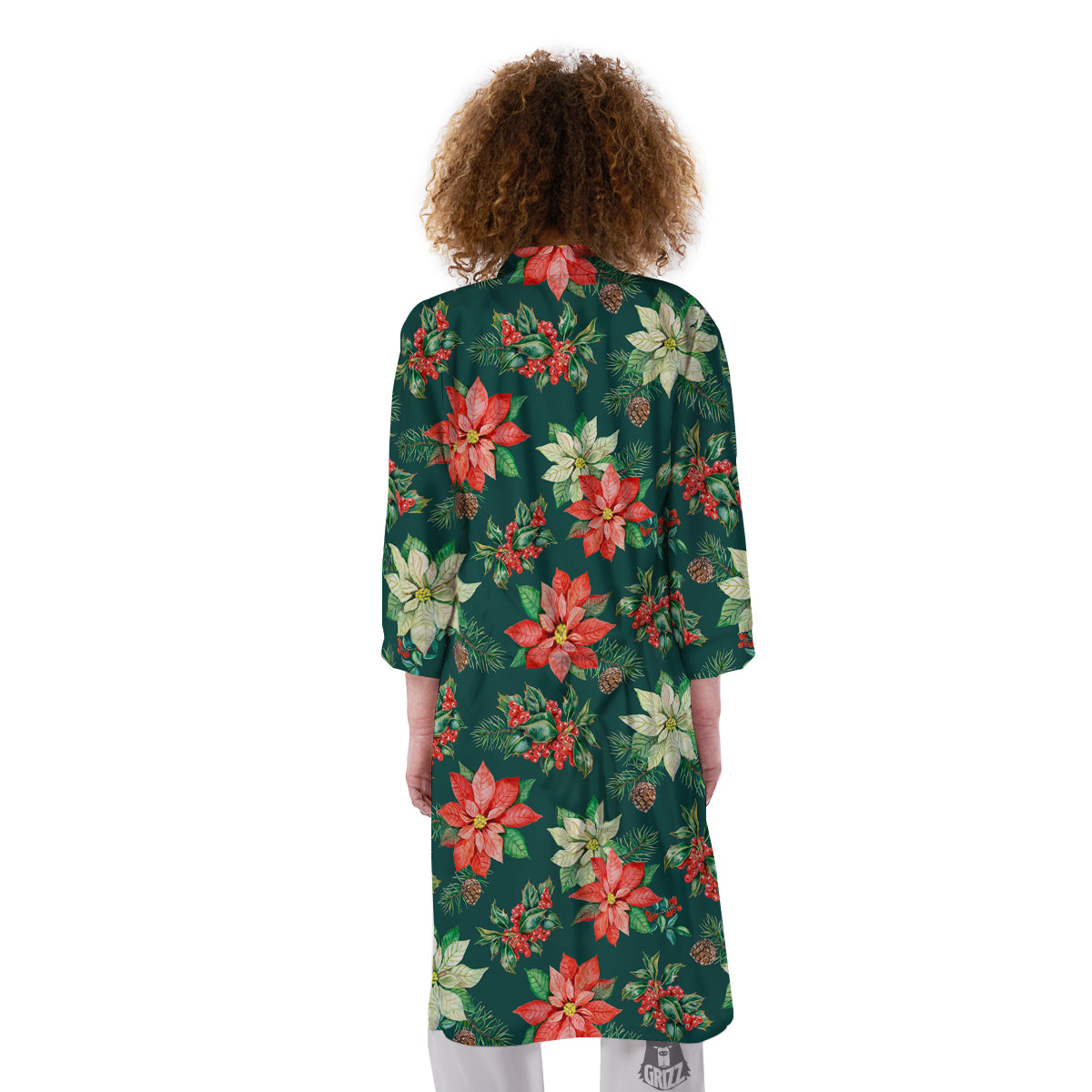 Poinsettia Watercolor Print Pattern Kimono-grizzshop