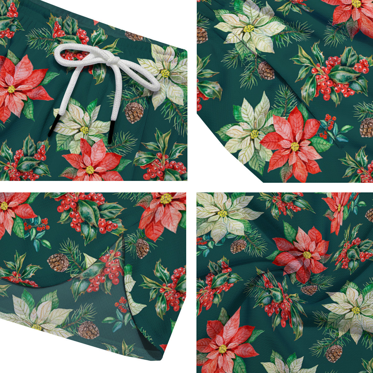 Poinsettia Watercolor Print Pattern Men's Running Shorts-grizzshop