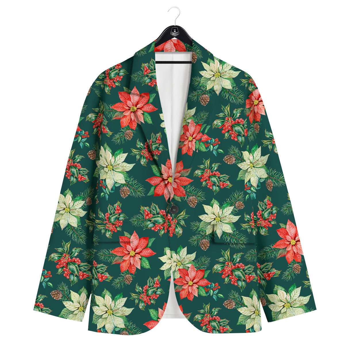 Poinsettia Watercolor Print Pattern Men's Sport Coat-grizzshop