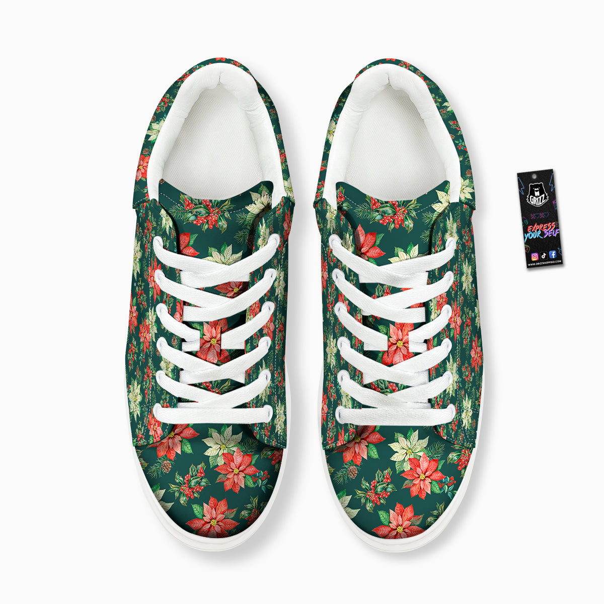 Poinsettia Watercolor Print Pattern Platform Shoes-grizzshop