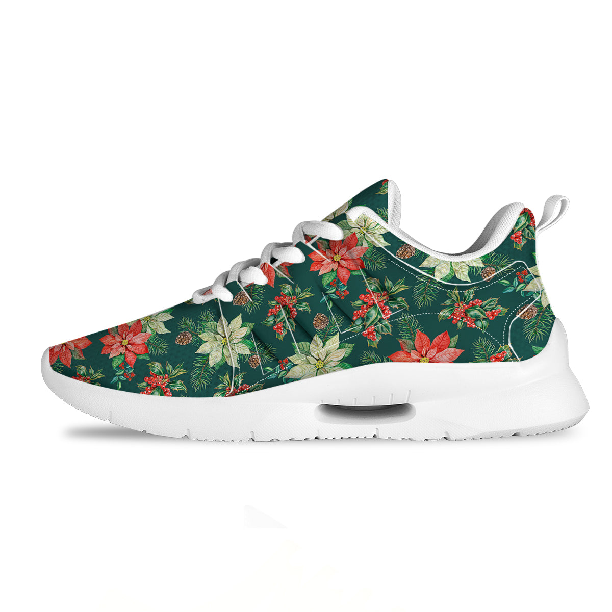 Poinsettia Watercolor Print Pattern Tennis Shoes-grizzshop