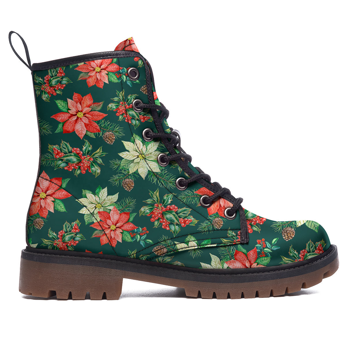 Poinsettia Watercolor Print Pattern Work Boots-grizzshop