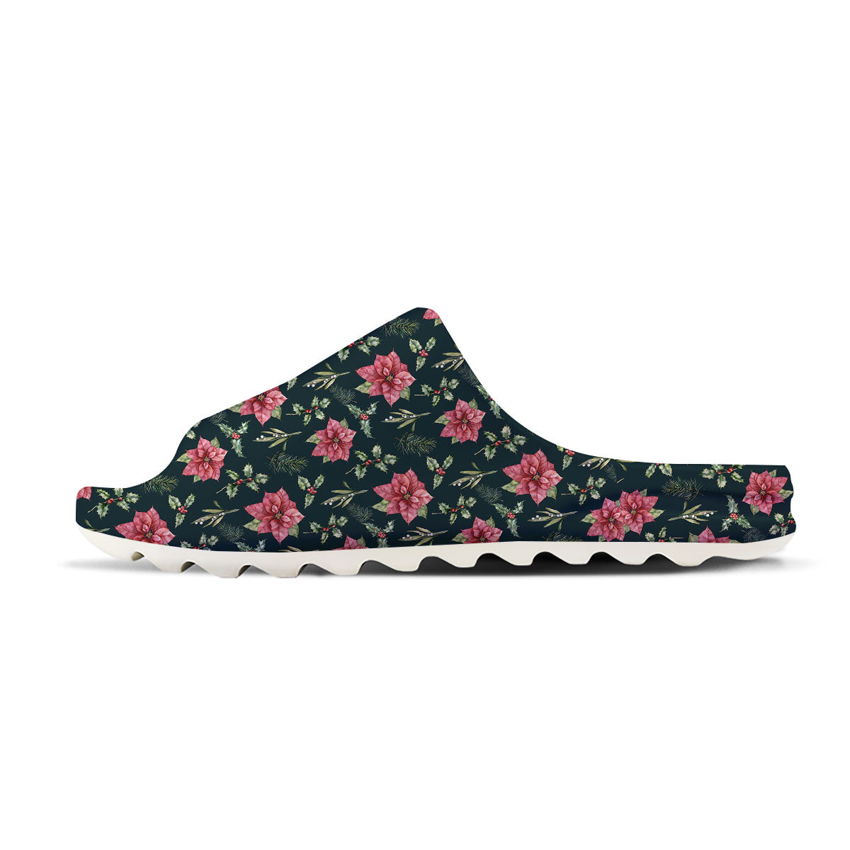 Poinsettia Christmas Watercolor Print Pattern Sandals-grizzshop