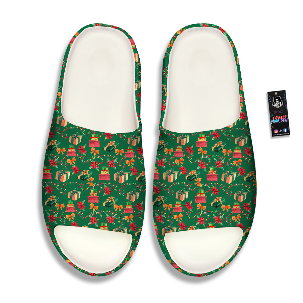 Poinsettia Cute Christmas Print Pattern Sandals-grizzshop