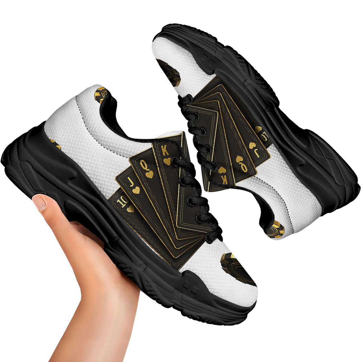 Poker Cards Print Black Chunky Shoes-grizzshop