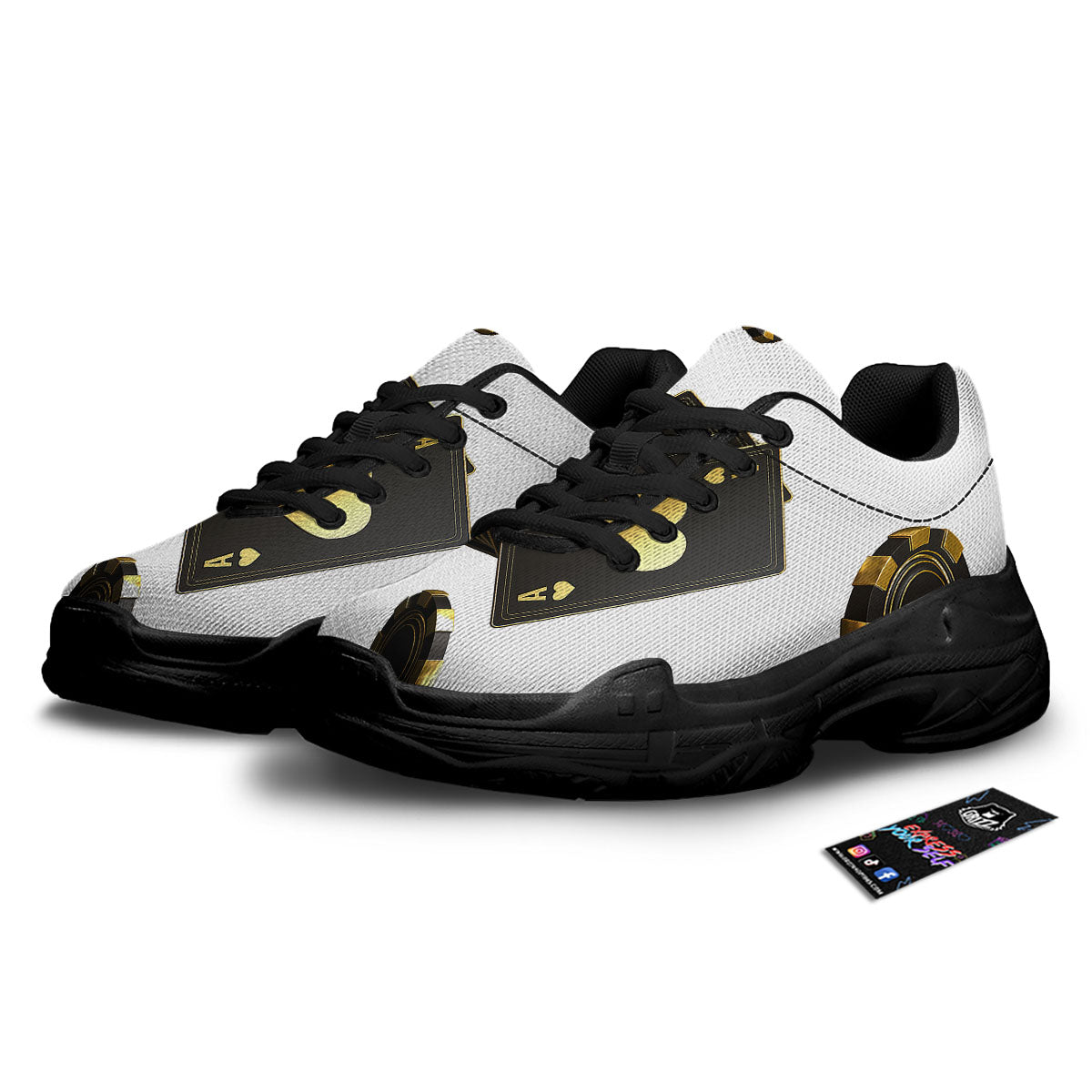 Poker Cards Print Black Chunky Shoes-grizzshop