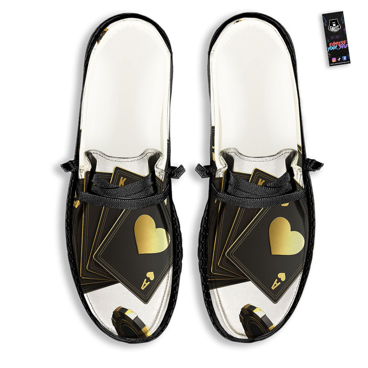 Poker Cards Print Black Loafers-grizzshop