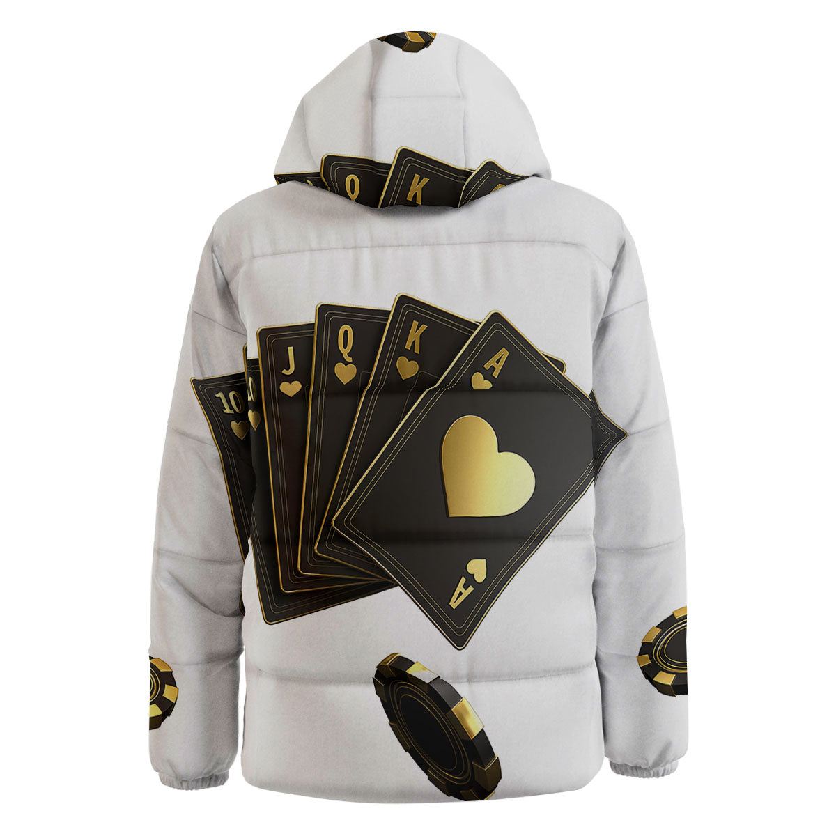 Poker Cards Print Down Jacket-grizzshop