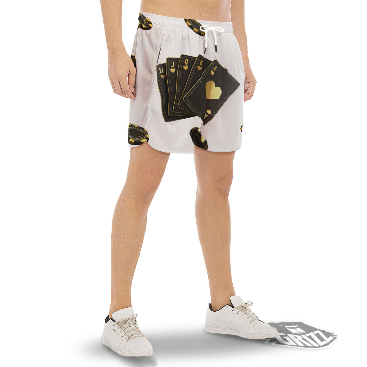 Poker Cards Print Men's Gym Shorts-grizzshop
