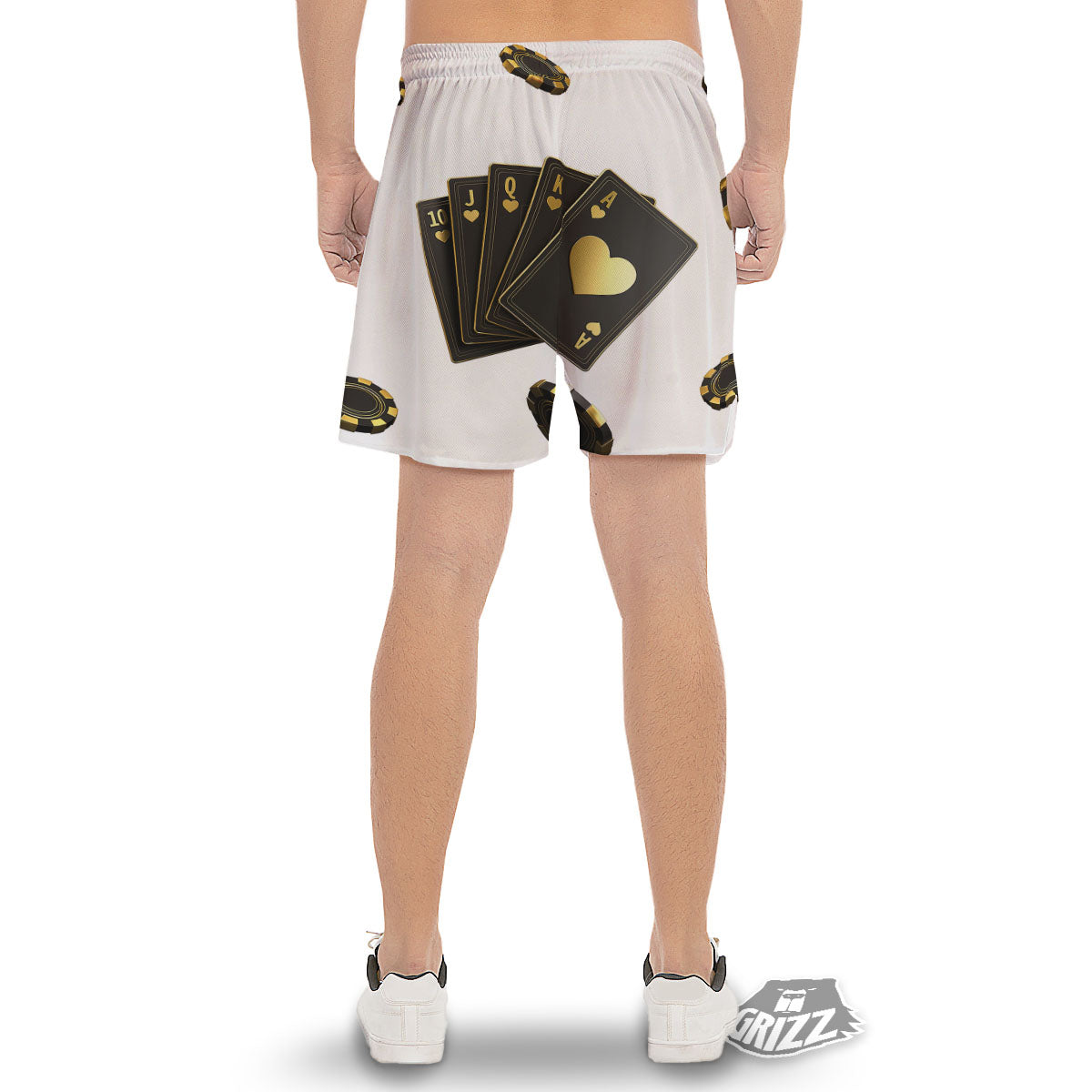 Poker Cards Print Men's Gym Shorts-grizzshop