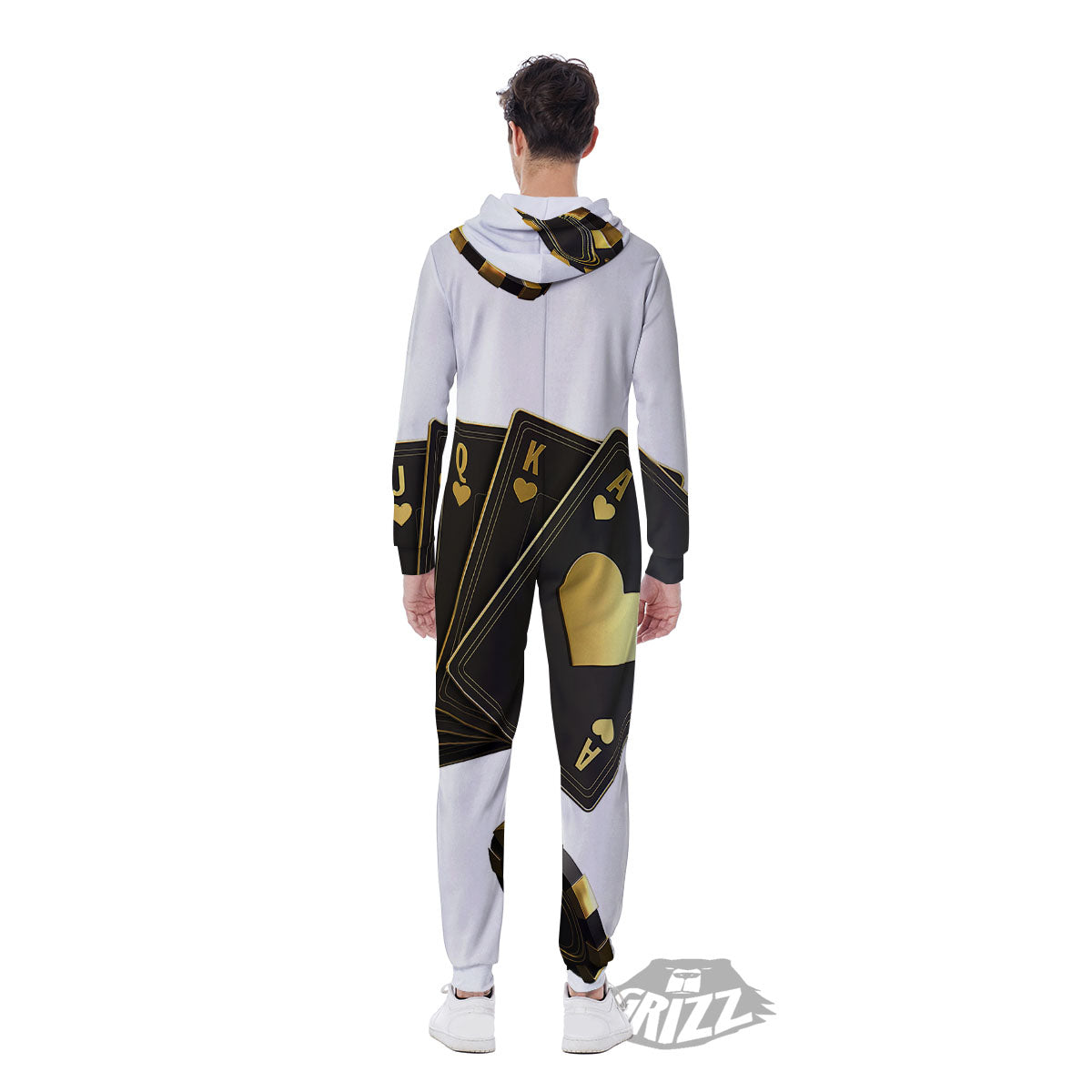 Poker Cards Print Men's Jumpsuit-grizzshop