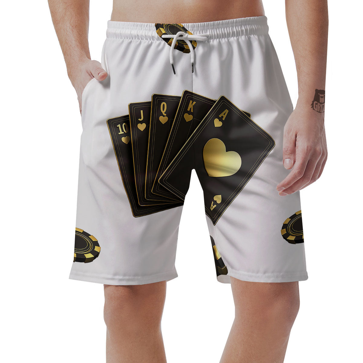 Poker Cards Print Men's Shorts-grizzshop