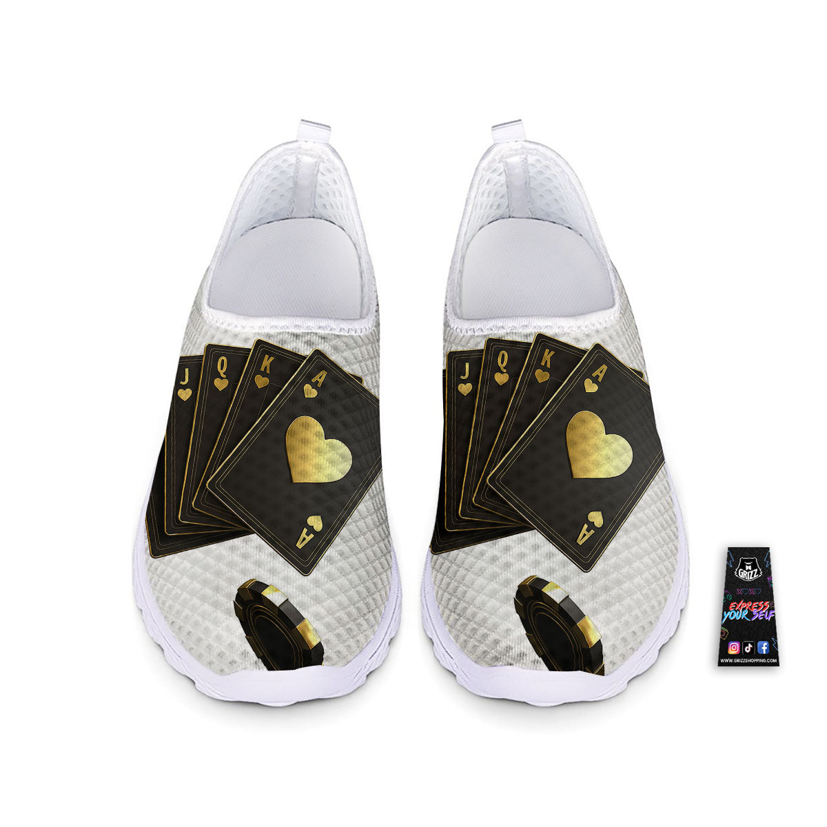 Poker Cards Print Nurse Shoes-grizzshop