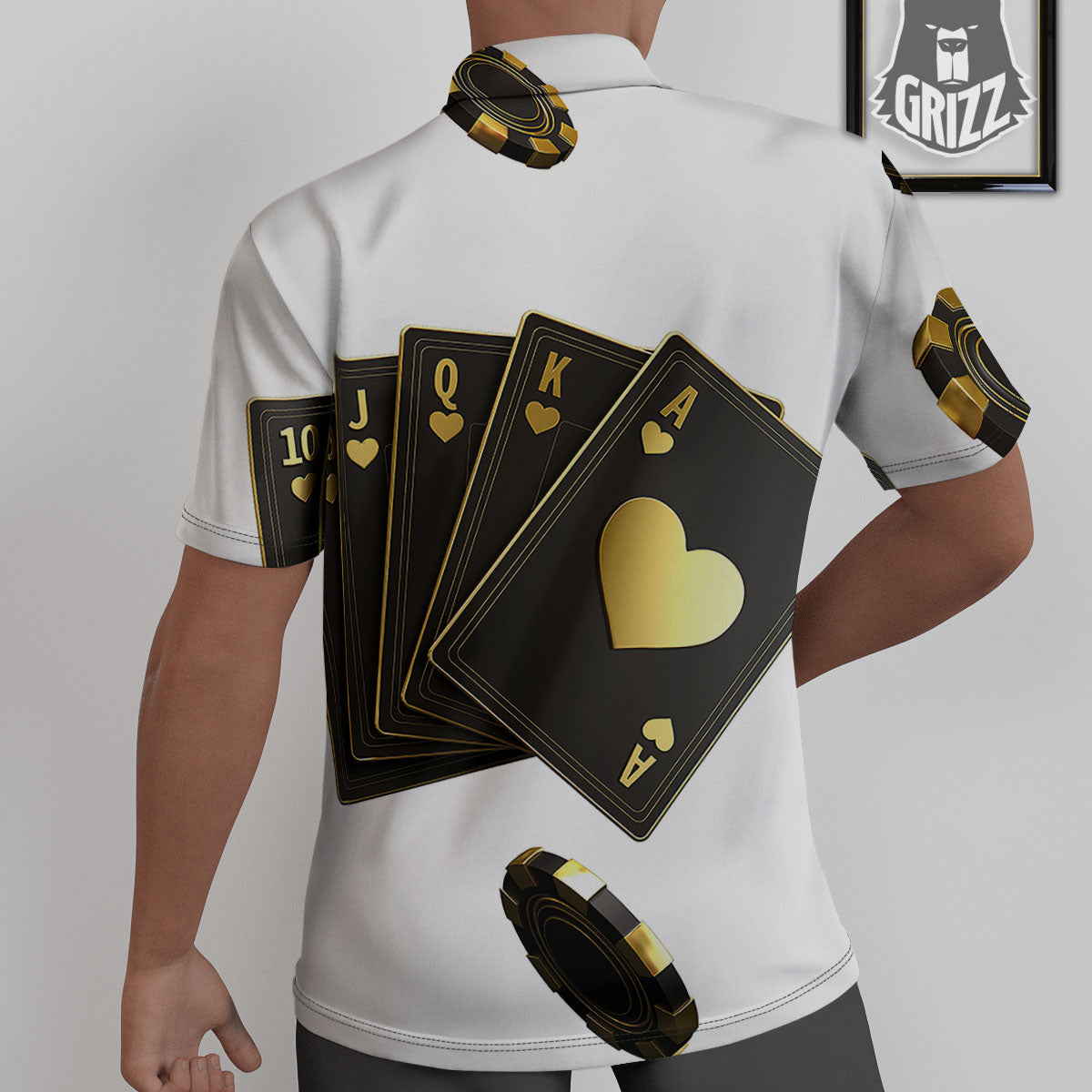 Poker Cards Print Untucked Shirts-grizzshop