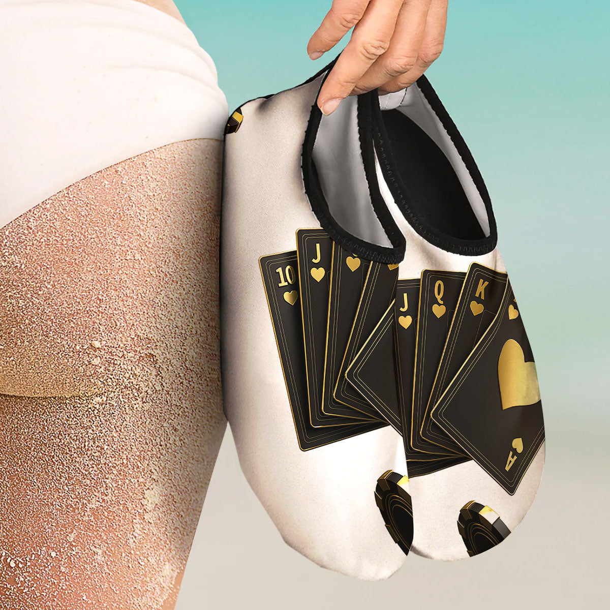 Poker Cards Print Water Shoes-grizzshop