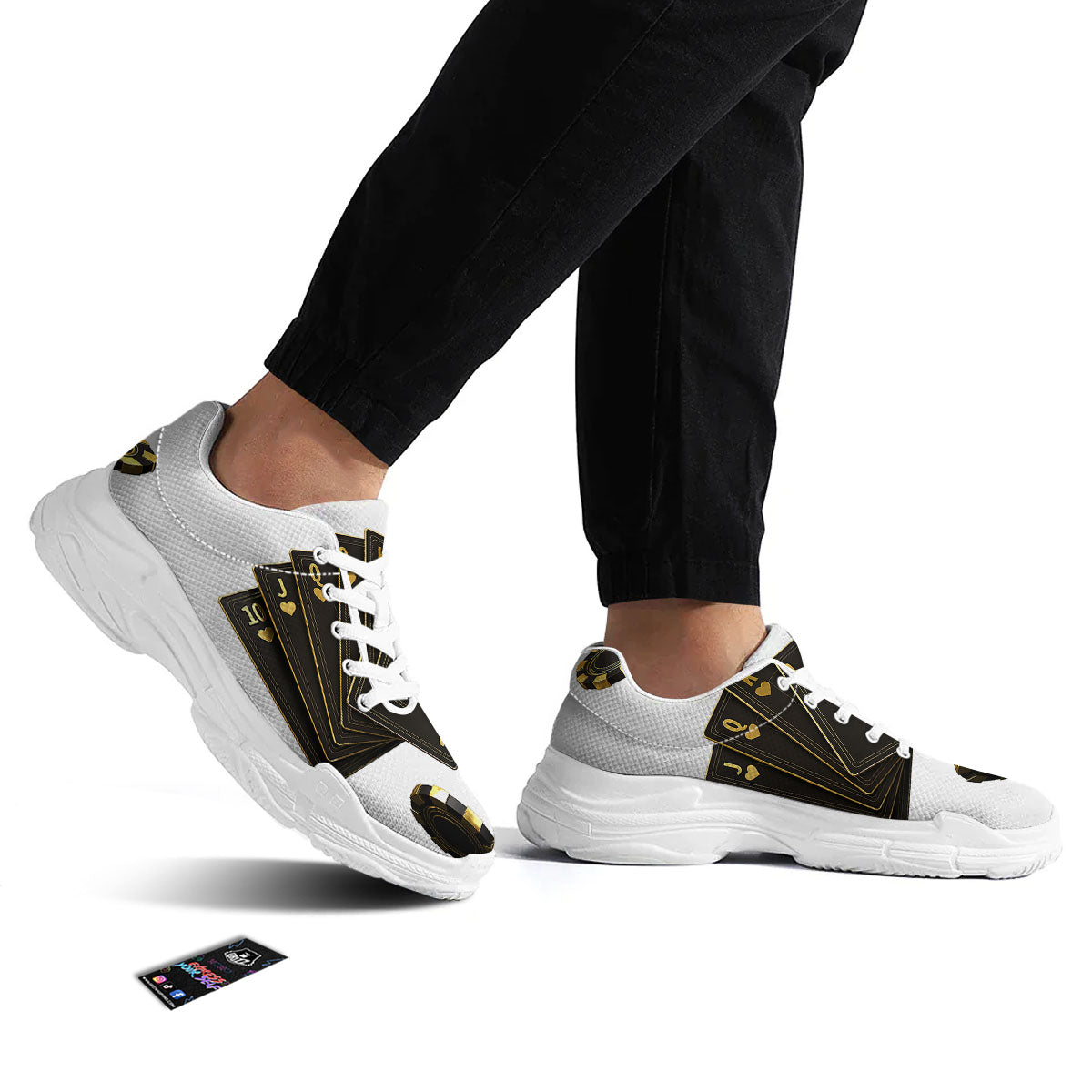 Poker Cards Print White Chunky Shoes-grizzshop