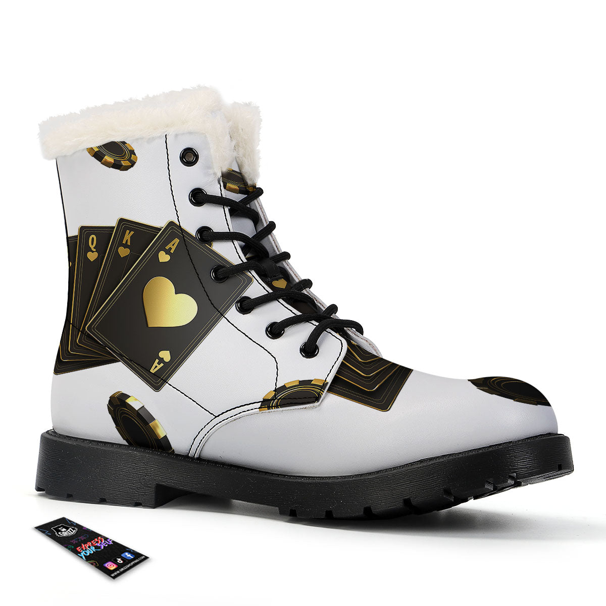 Poker Cards Print Winter Boots-grizzshop
