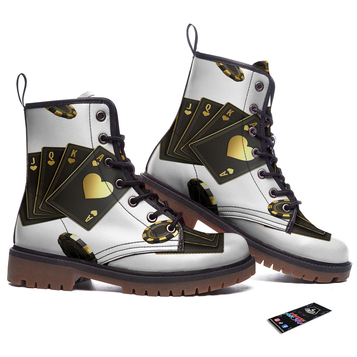 Poker Cards Print Work Boots-grizzshop