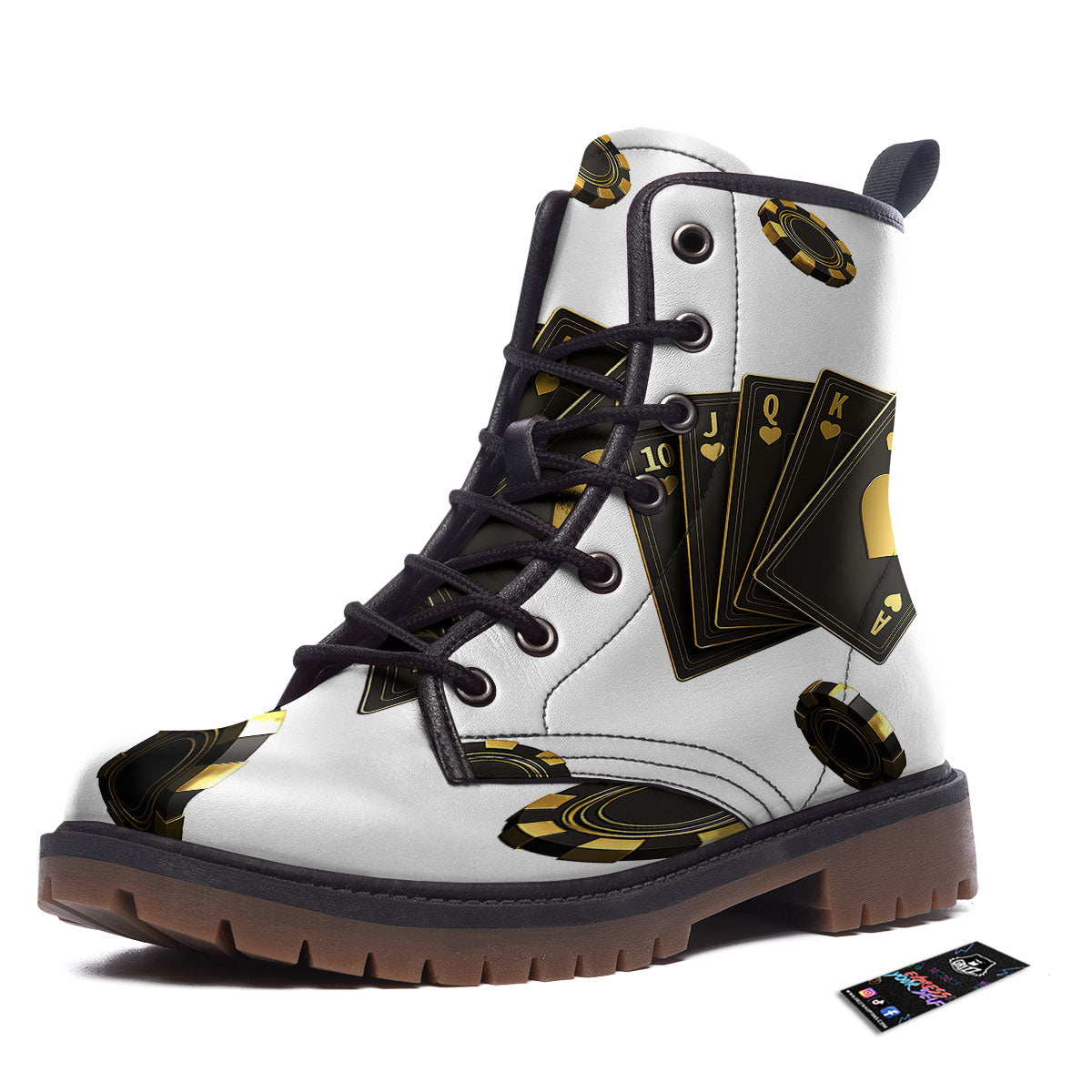 Poker Cards Print Work Boots-grizzshop