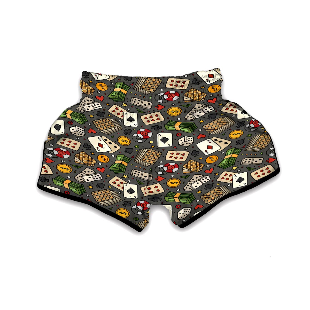 Poker Casino Pattern Print Muay Thai Boxing Shorts-grizzshop