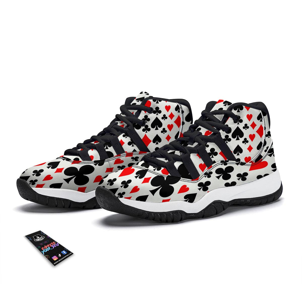 Poker Casino Playing Card Pattern Print Black Bball Shoes-grizzshop