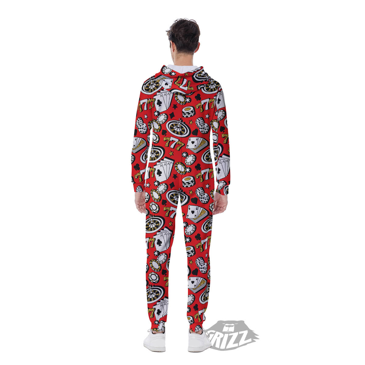 Poker Casino Print Pattern Men's Jumpsuit-grizzshop