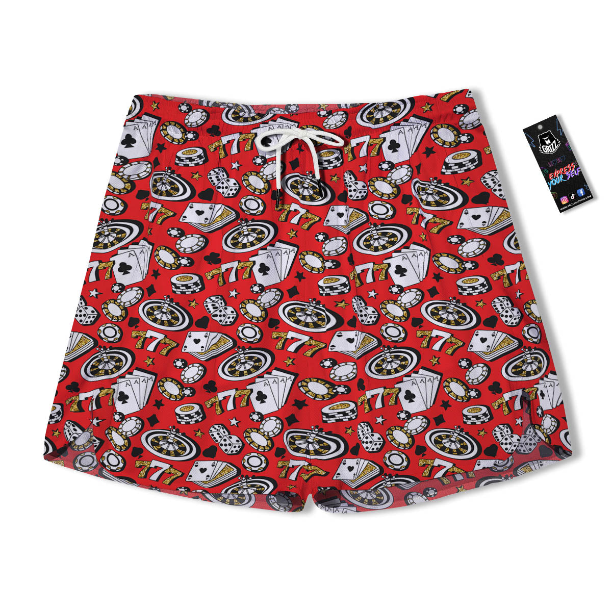 Poker Casino Print Pattern Men's Running Shorts-grizzshop