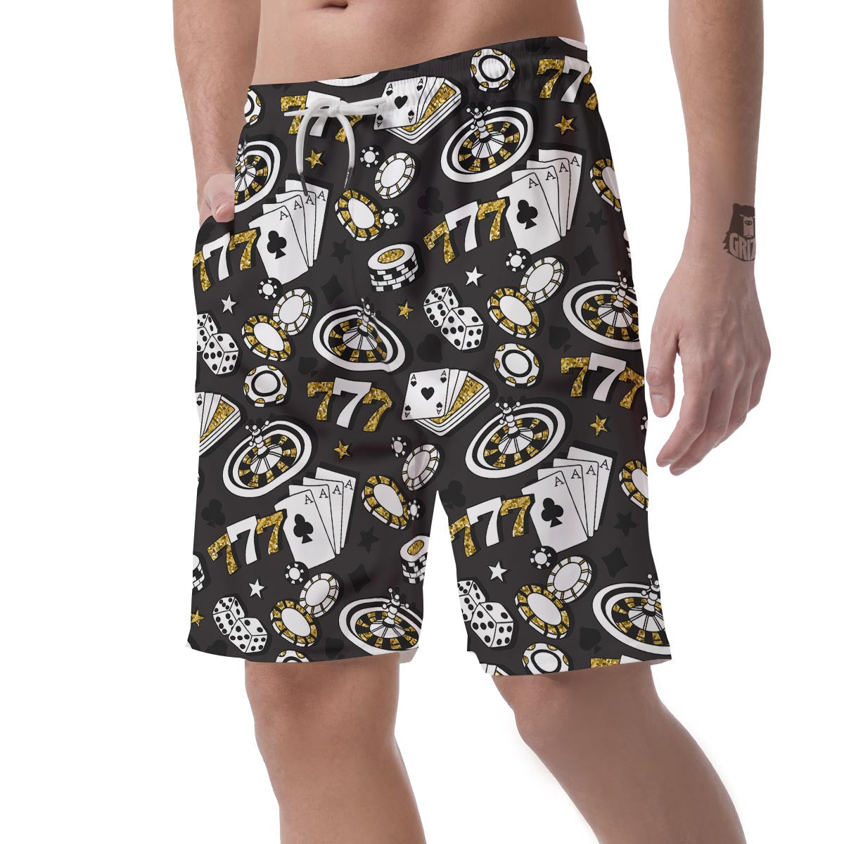 Poker Casino Print Pattern Men's Shorts-grizzshop