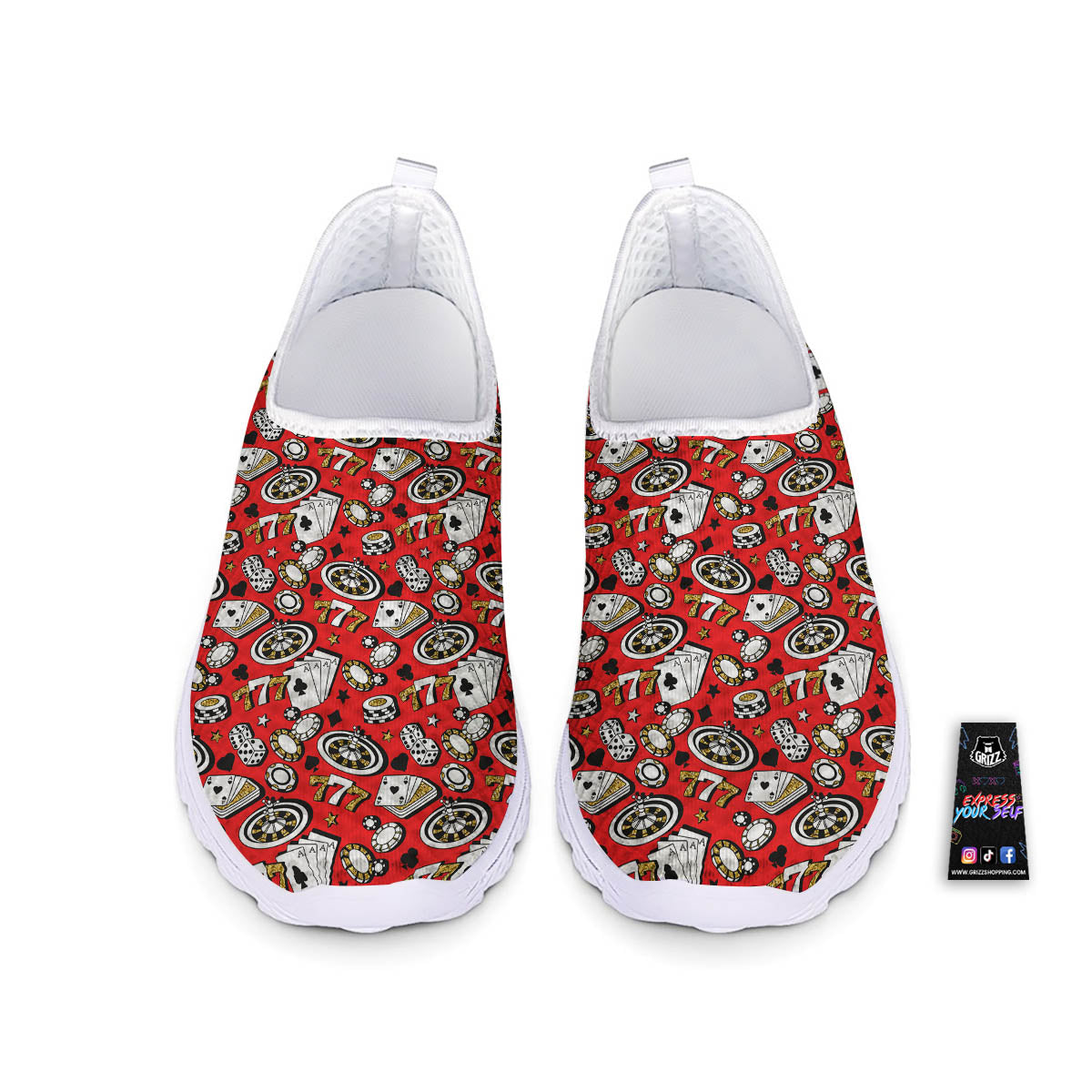 Poker Casino Print Pattern Nurse Shoes-grizzshop