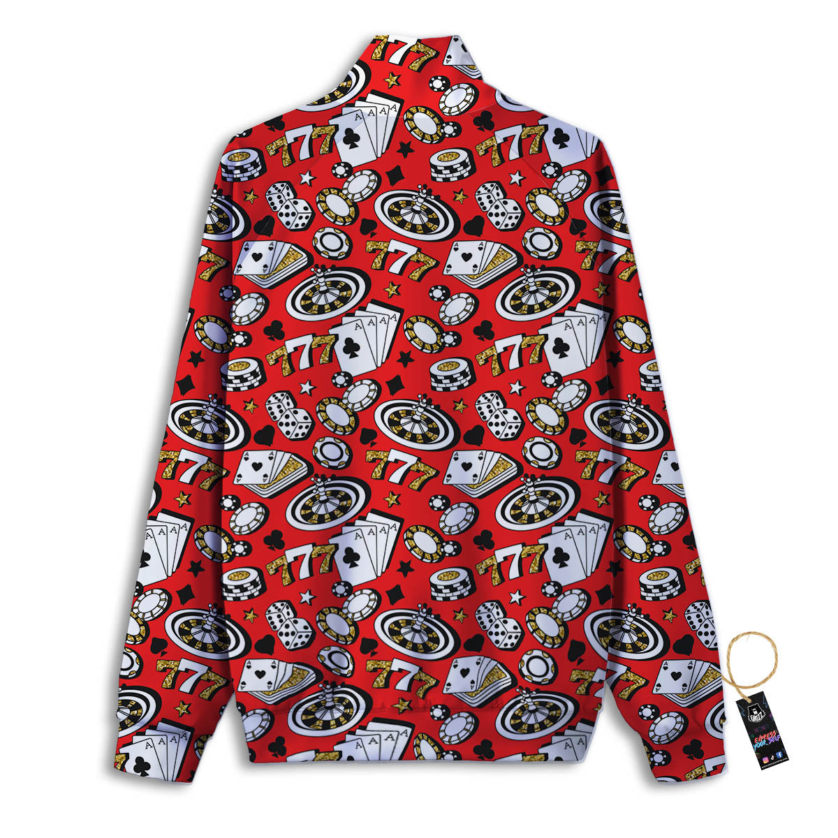 Poker Casino Print Pattern Track Jacket-grizzshop