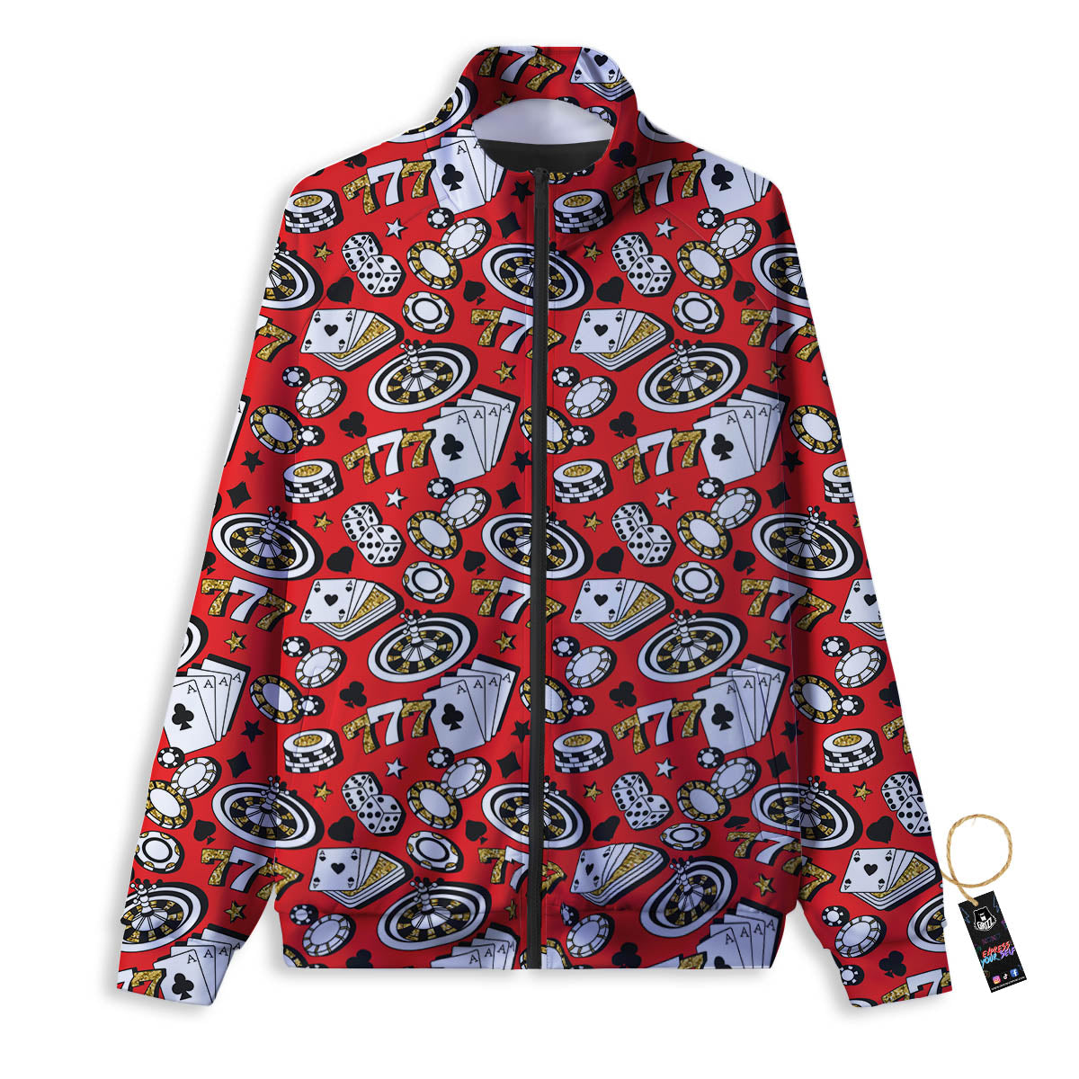 Poker Casino Print Pattern Track Jacket-grizzshop