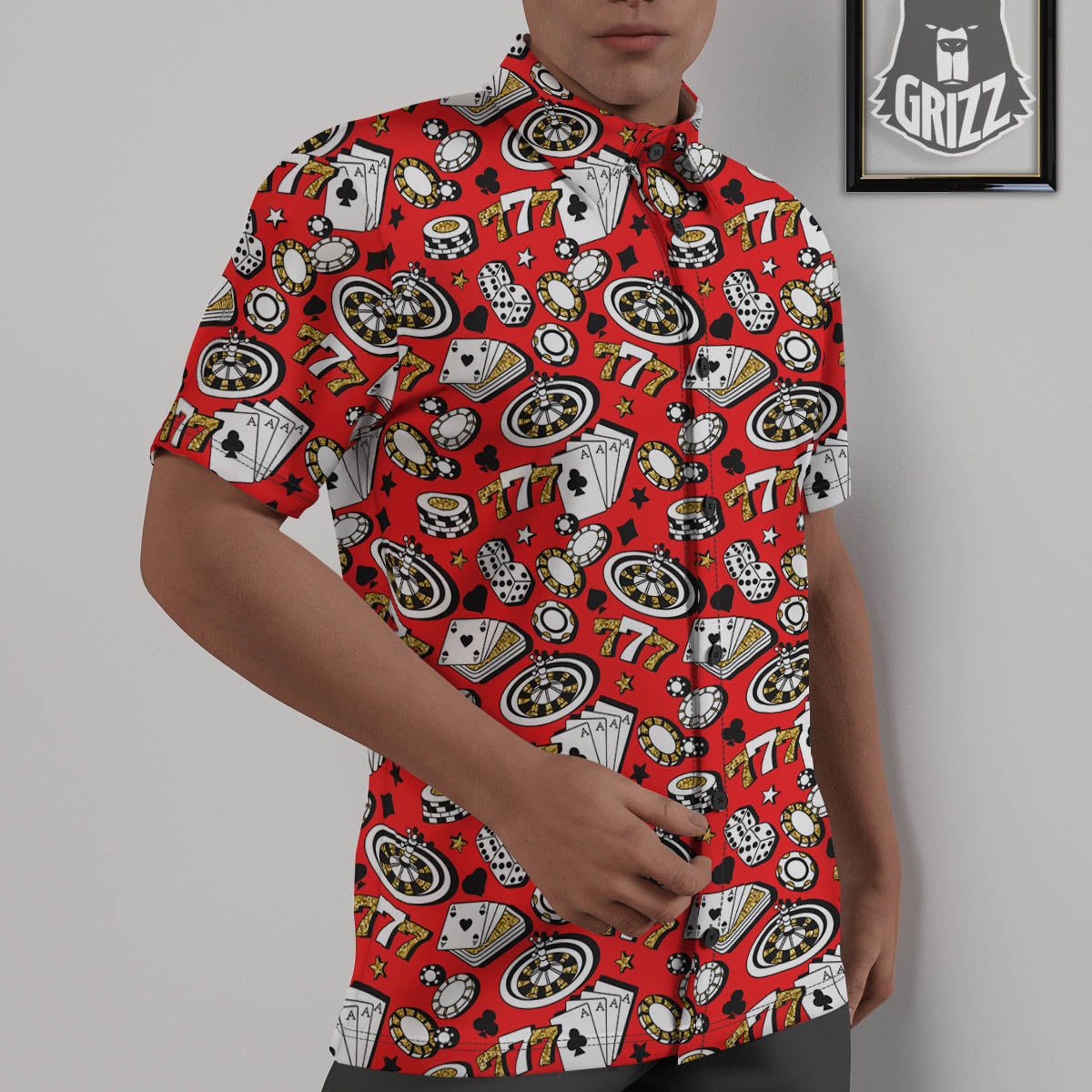 Poker Casino Print Pattern Untucked Shirts-grizzshop