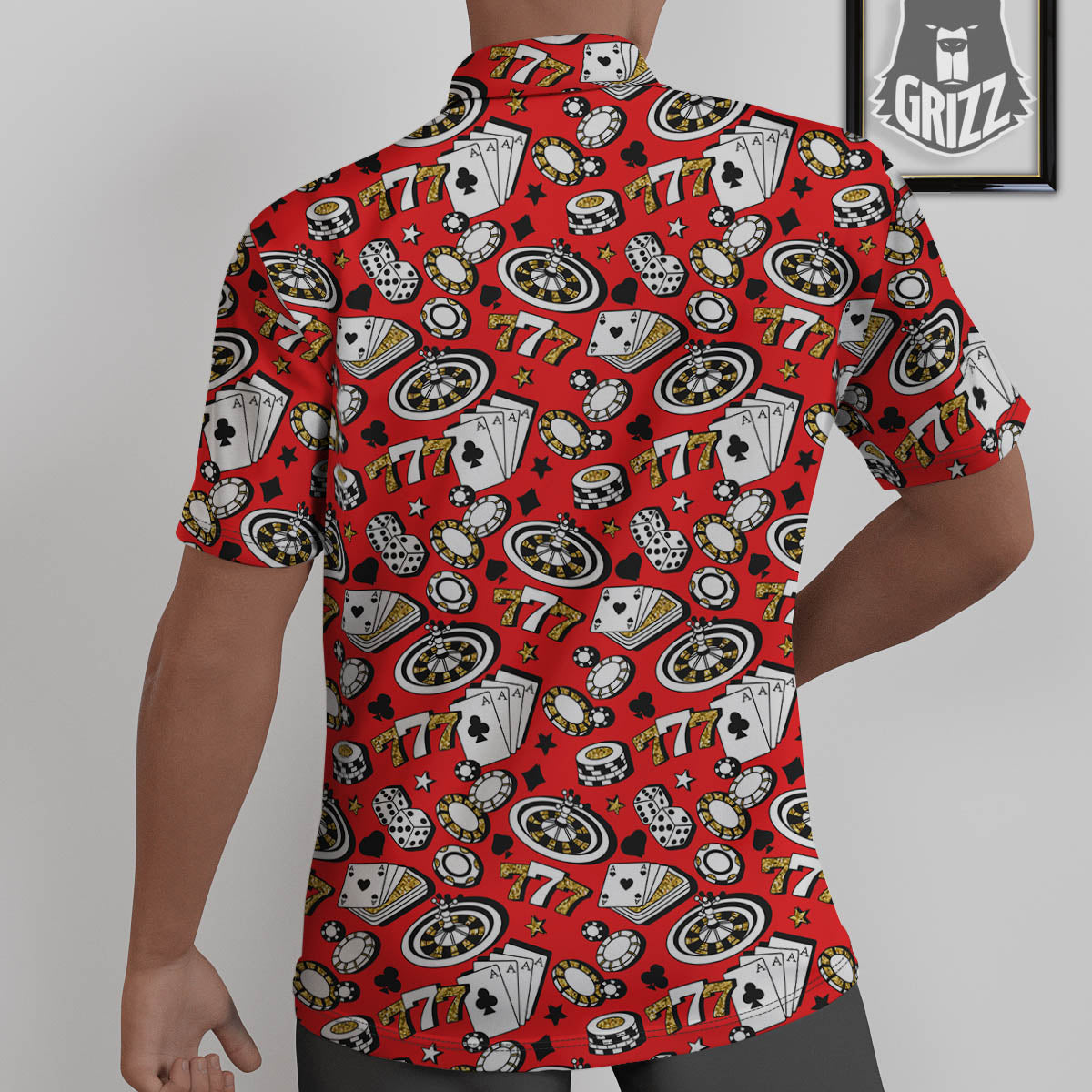 Poker Casino Print Pattern Untucked Shirts-grizzshop