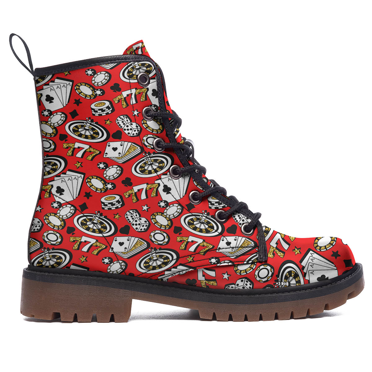 Poker Casino Print Pattern Work Boots-grizzshop