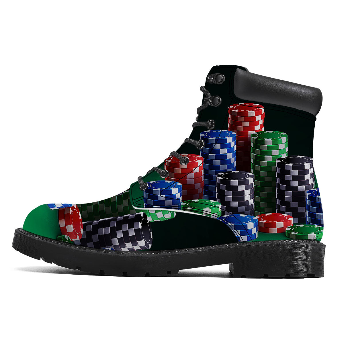 Poker Chips Print Boots-grizzshop