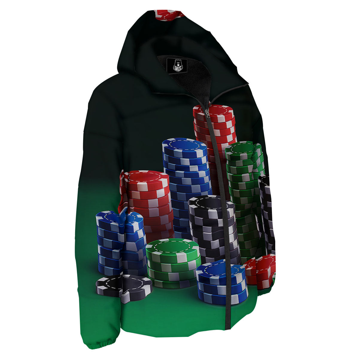 Poker Chips Print Down Jacket-grizzshop