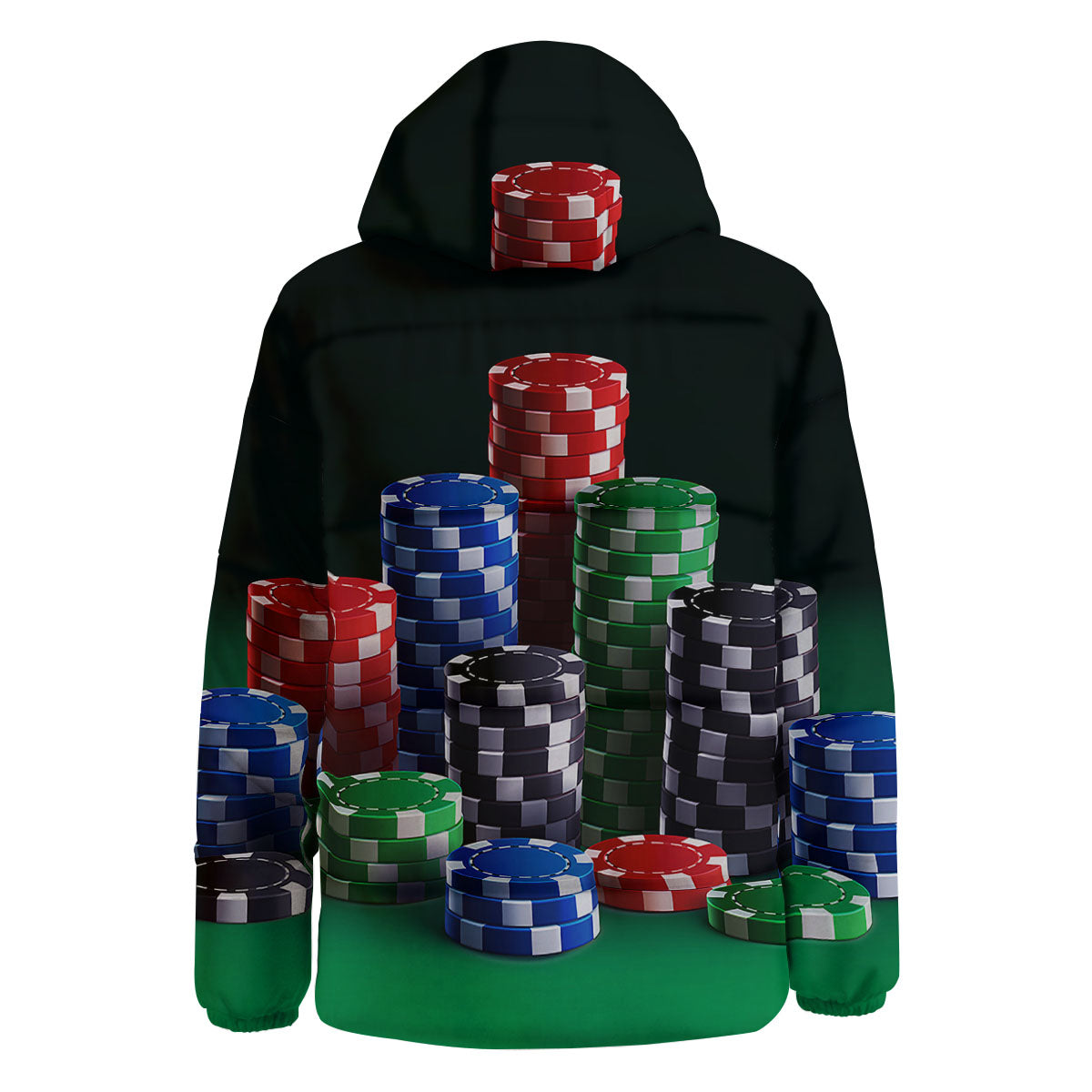 Poker Chips Print Down Jacket-grizzshop