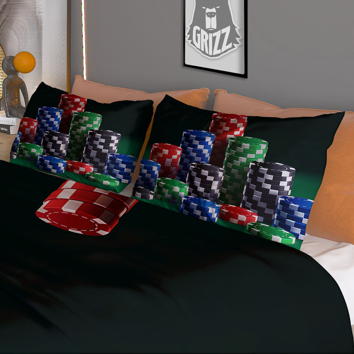 Poker Chips Print Duvet Cover Bedding Set