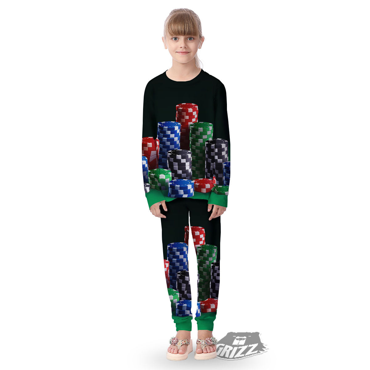 Poker Chips Print Kid's Pajamas-grizzshop