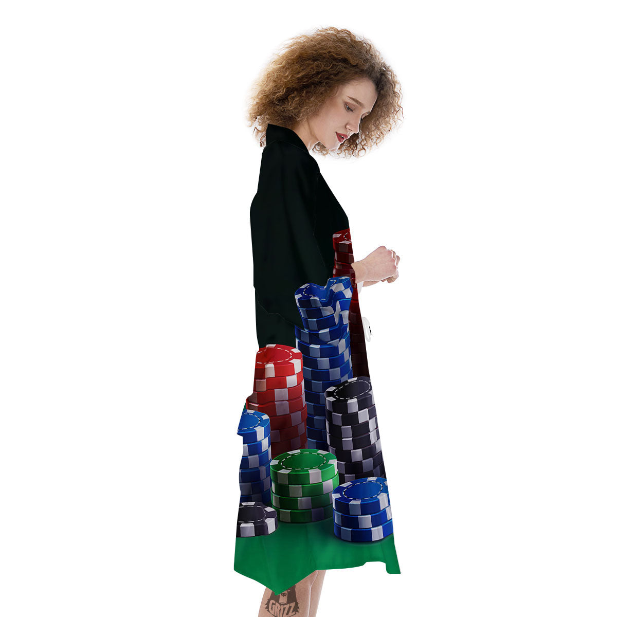 Poker Chips Print Kimono-grizzshop