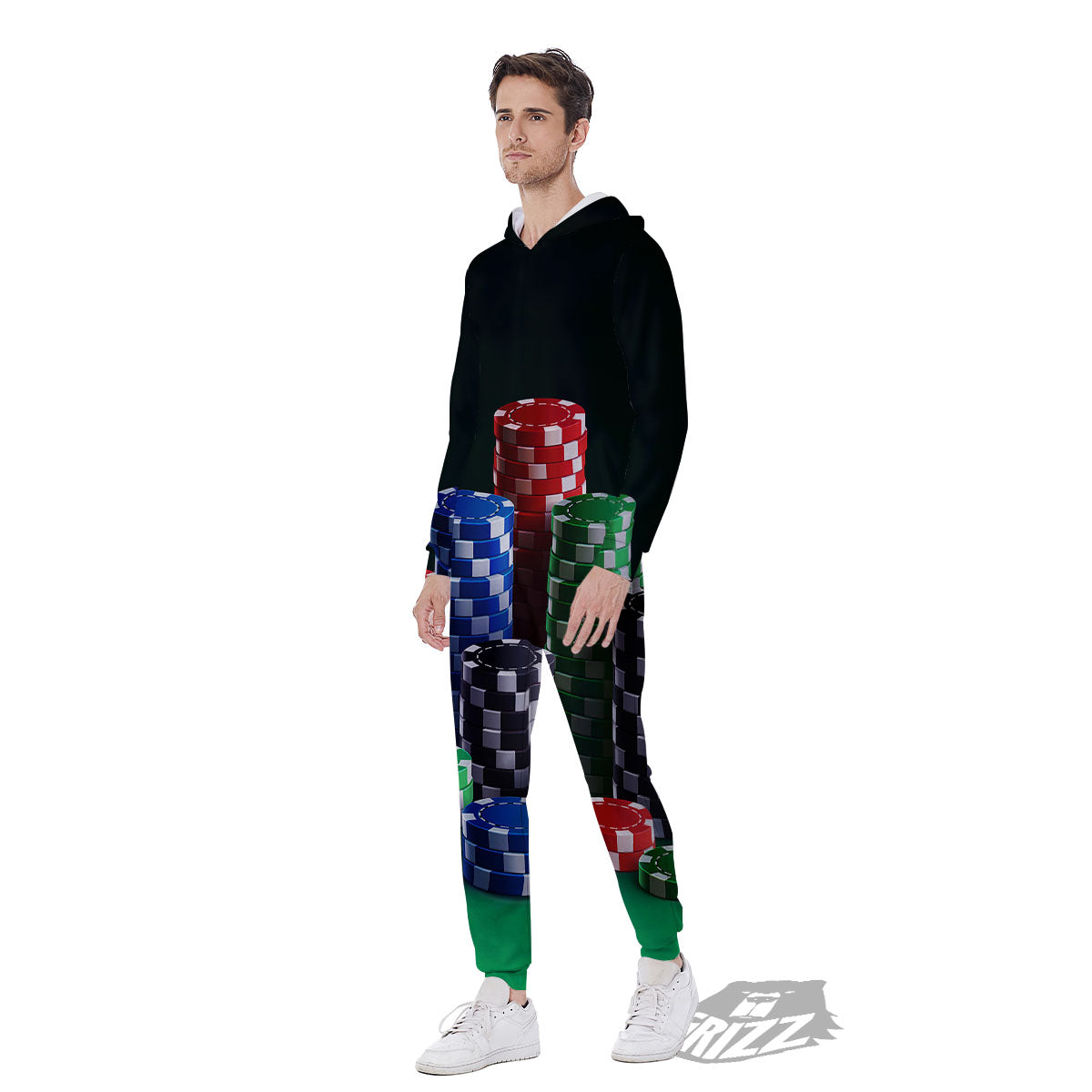 Poker Chips Print Men's Jumpsuit-grizzshop
