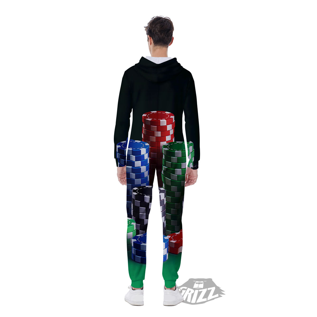 Poker Chips Print Men's Jumpsuit-grizzshop