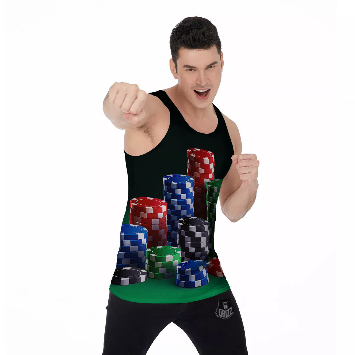 Poker Chips Print Men's Tank Top-grizzshop
