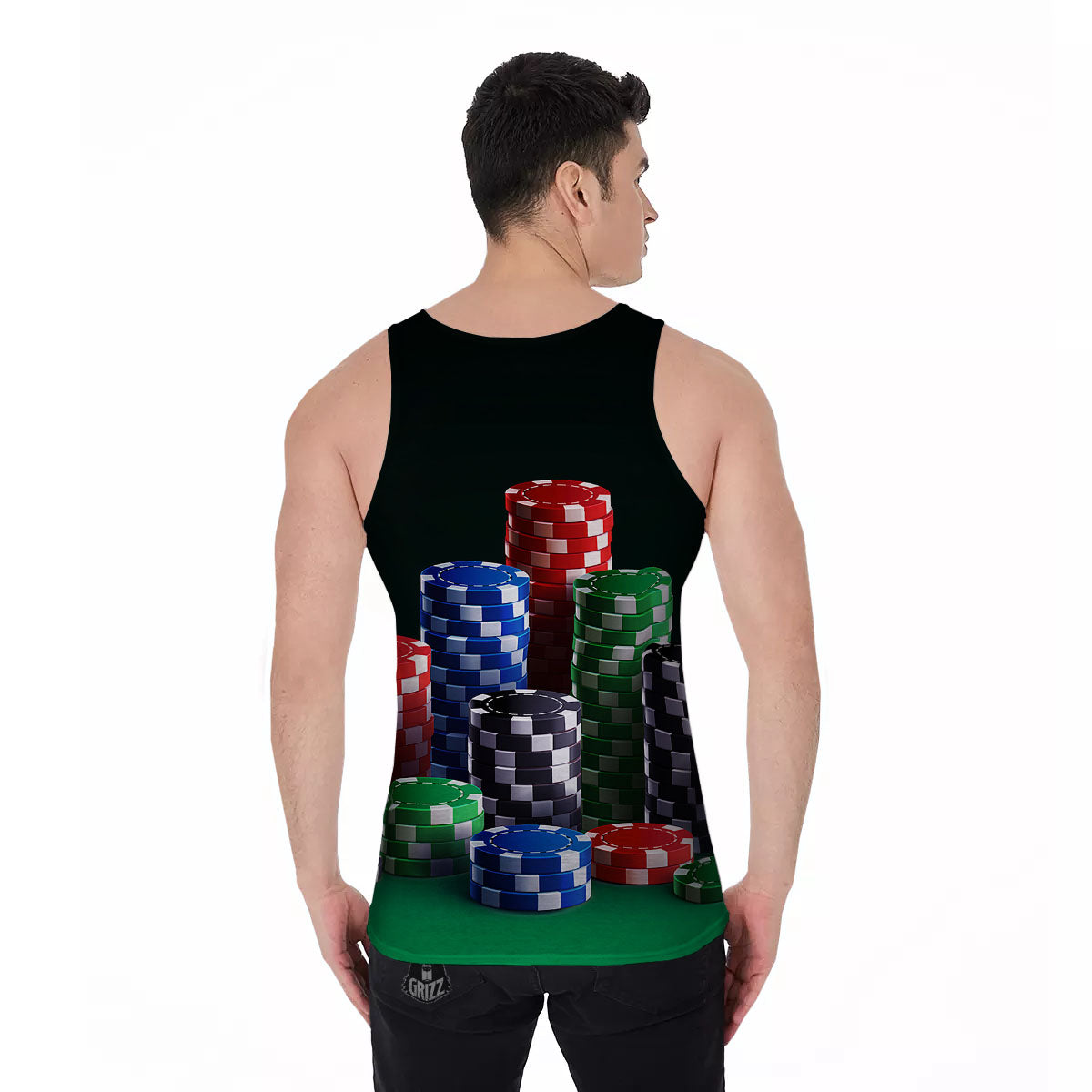 Poker Chips Print Men's Tank Top-grizzshop