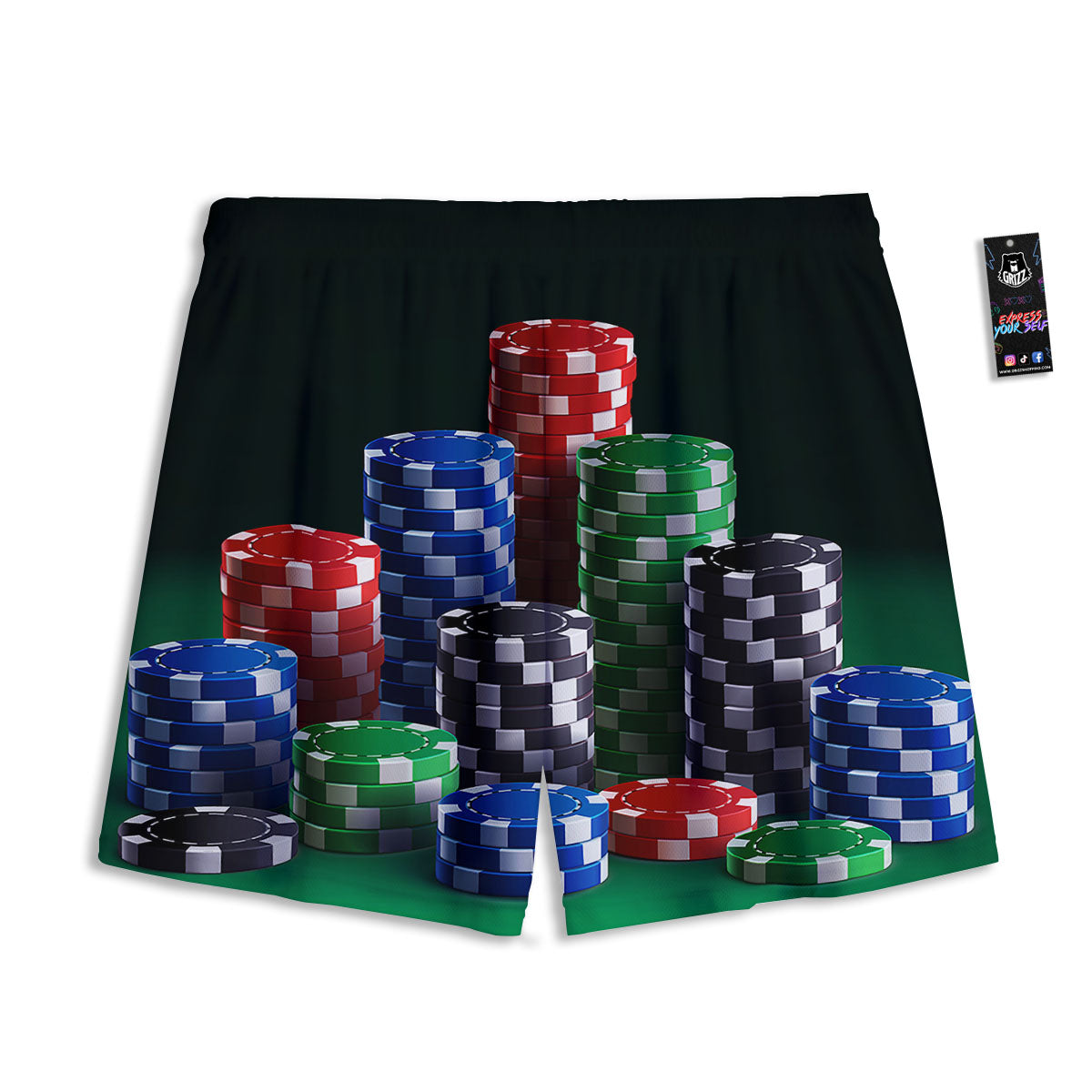 Poker Chips Print Mesh Shorts