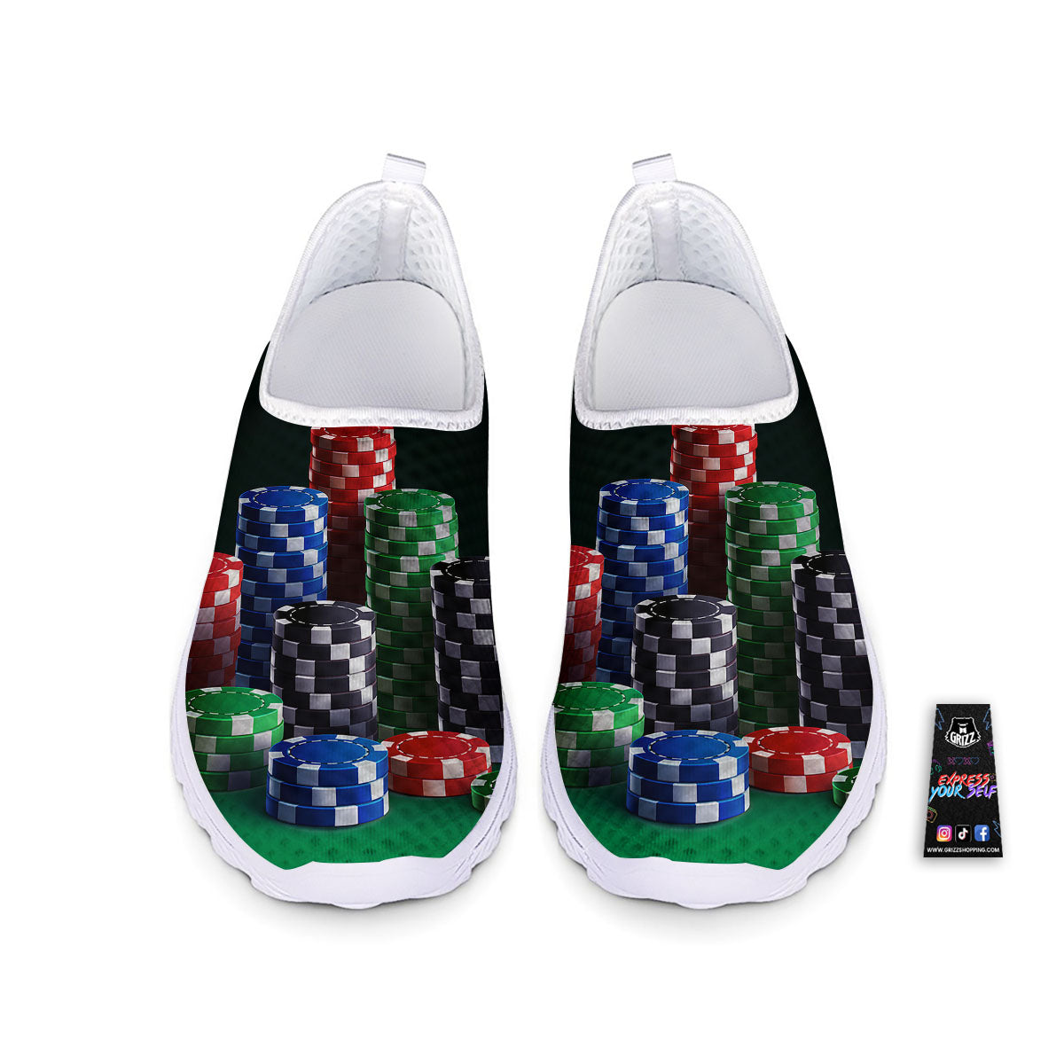 Poker Chips Print Nurse Shoes-grizzshop