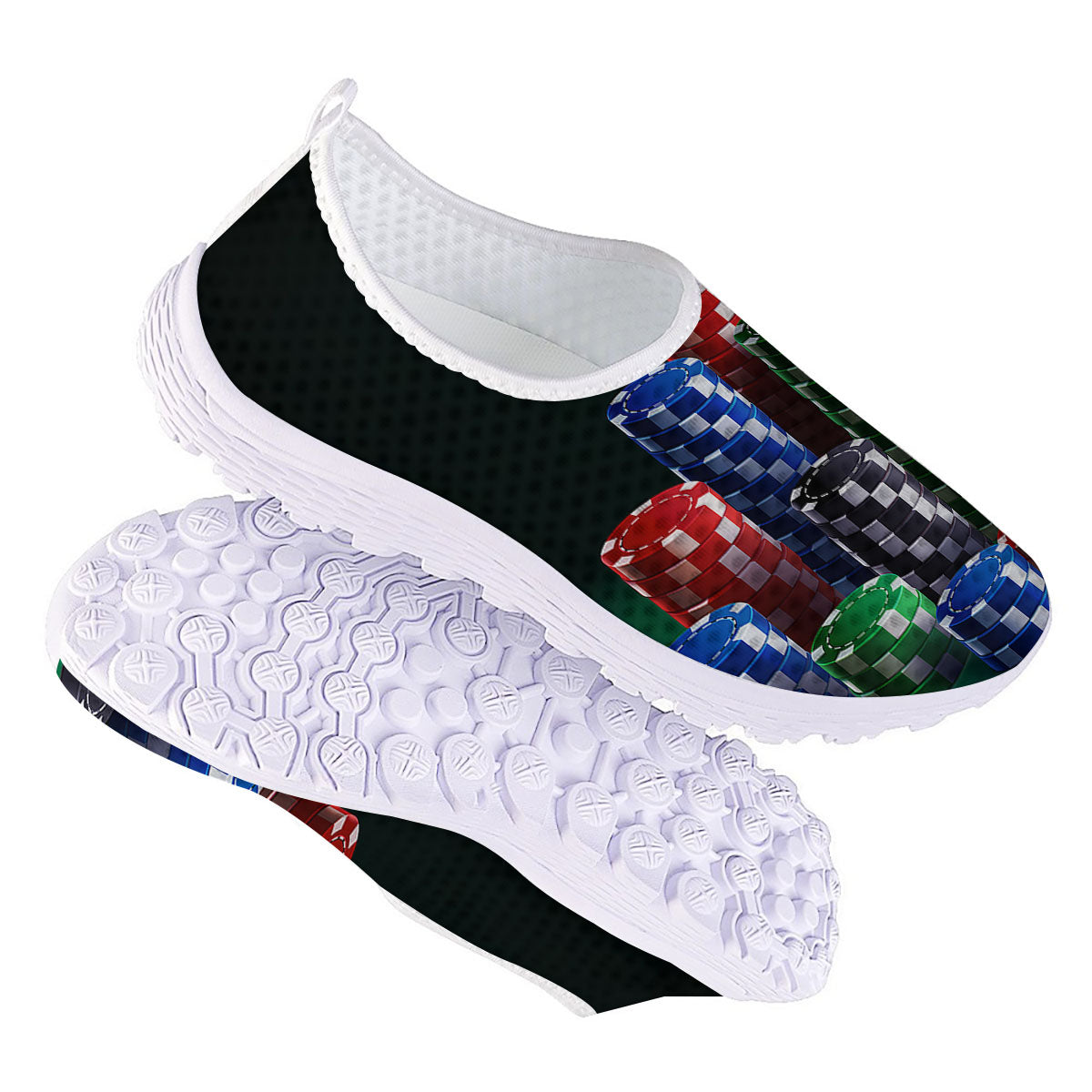 Poker Chips Print Nurse Shoes-grizzshop