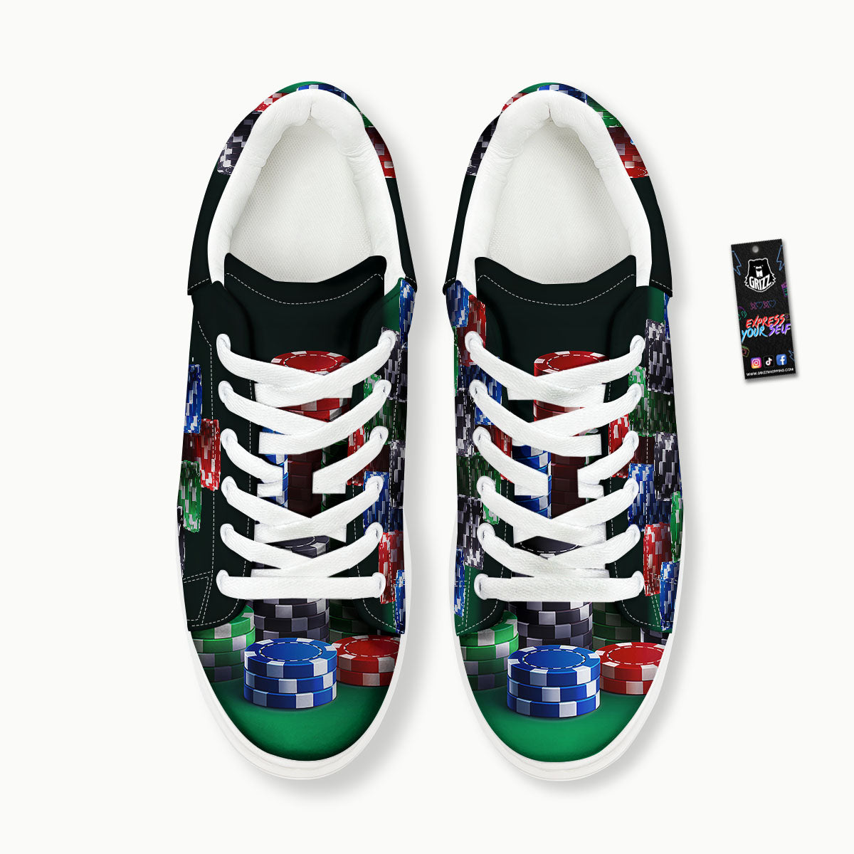 Poker Chips Print Platform Shoes-grizzshop