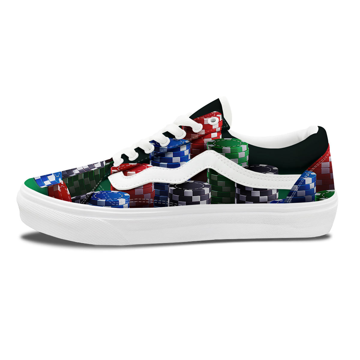 Poker Chips Print Skate Shoes-grizzshop